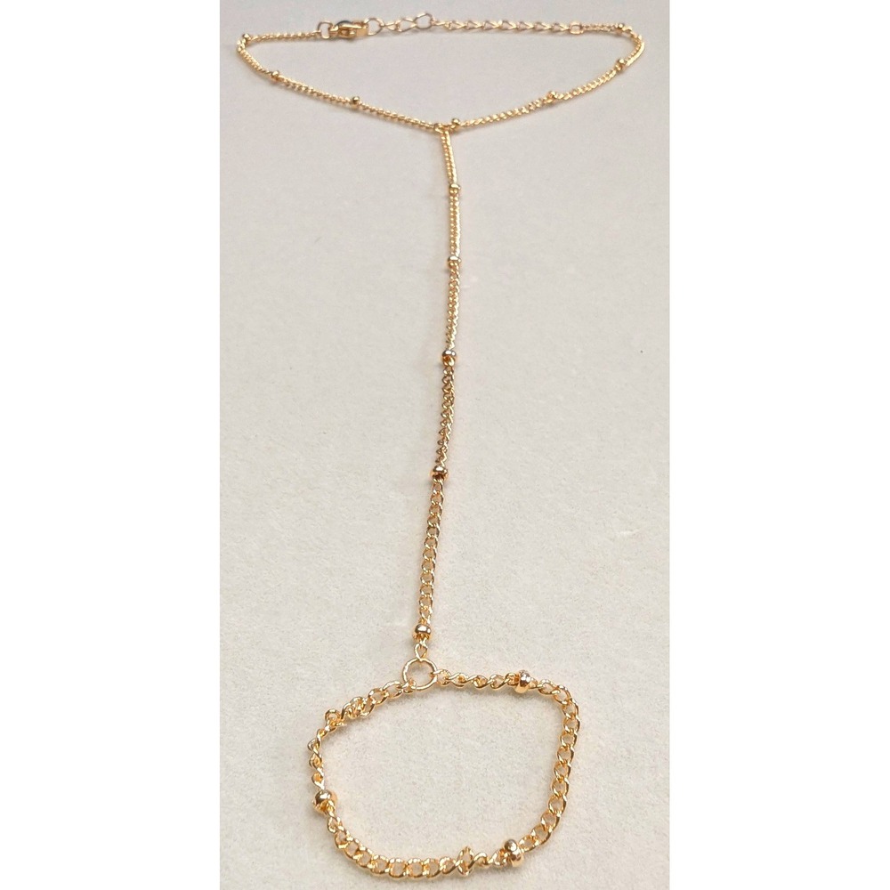 New 14K 14K Gold Plated Satellite Chain Slave Bracelet Hand Harness Dainty Boho